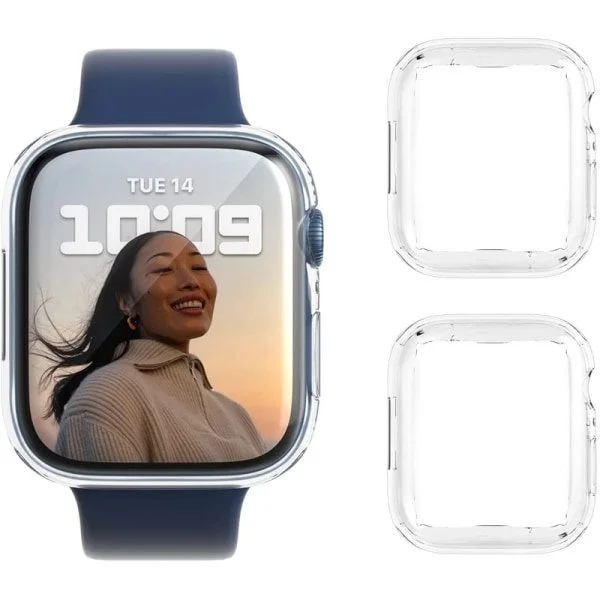 2-pack kompatibel med Apple Watch-fodral TPU-skärmskydd Transparent färg 44mm Transparent färg 44mm Transparent färg 44mm