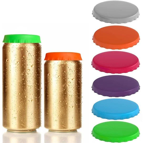 Silicone Lids for Soda Cans, 6-Pack Reusable Lids for Soda/Drink/Beer Cans