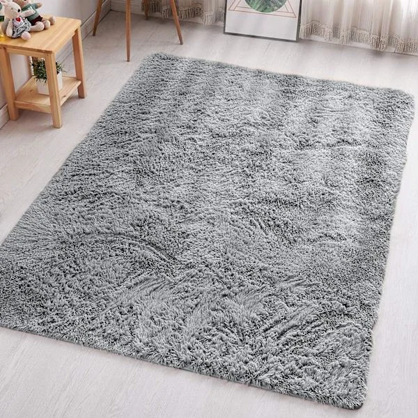 Mattor Vardagsrum - Grå Matta för Sovrum Antihalk - Modern Supermjuk Tjock Lug Rug Liten Fluffig Shaggy Matta Icke-Fällande, 50cm x 80 cm