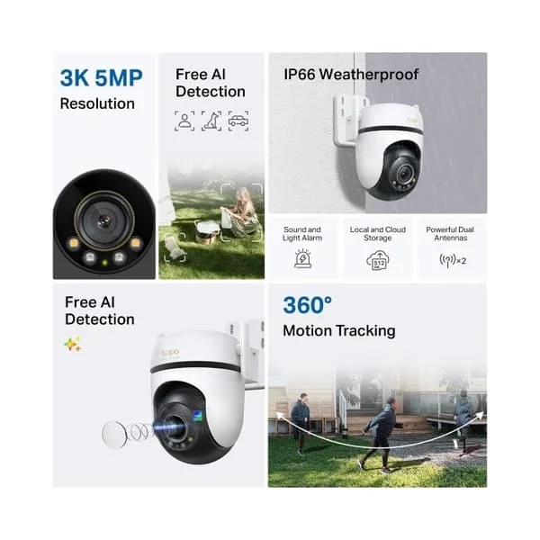 Utomhus IP-kamera - TP-LINK - Tapo C530WS - Motoriserad Pan/Tilt - 2880×1620 - Färg-nattseende 30 m