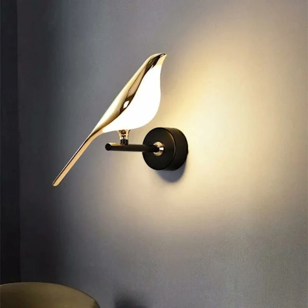 Skata Vägglampa Vardagsrum TV Bakgrund Vägglampa Lyxhotell Sovrum Sänglampa Enkel Kreativ Röd Fågel Vägglampa (Enkel-varmt ljus)-FQ-