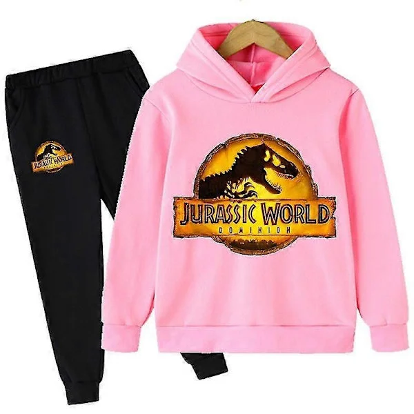 Barn Dinosaurie Huvtröjor Byxor Set Pojkar Flickor Jurassic World Dominion Tröjor med huva Barn Mode Pullovrar Kläder Kostym-Perfekt