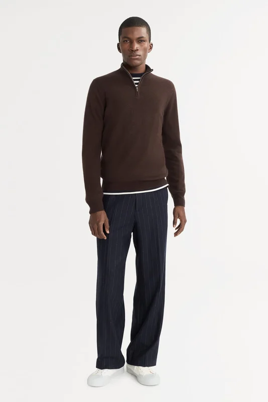 Soft Goat - Men's Half Zip - Men cashmere sweater - M - Mocha
