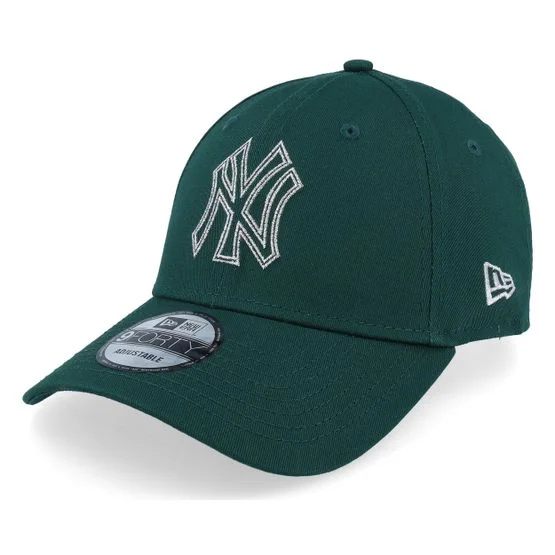 New Era - New York Yankees Metallic Outline 9FORTY Dark Green Adjustable Adjustable Green Cap - MLB @ Hatstore