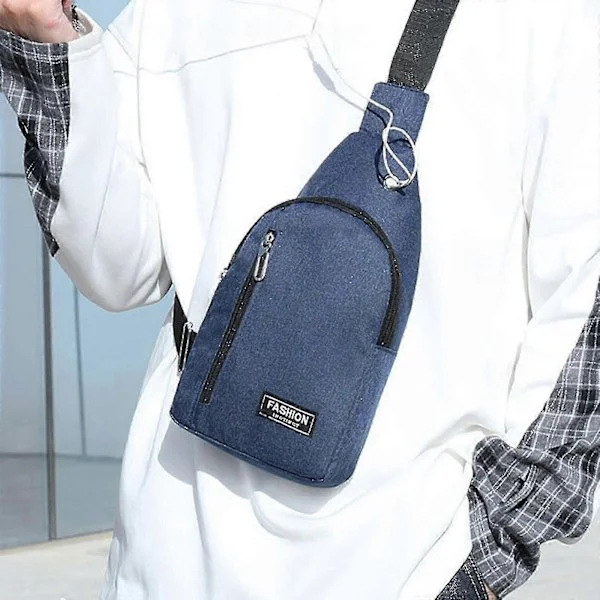 Small Sling Bag Crossbody Chest Shoulder Water-Resistant Sling Handbag One Strap Travel Bag For Men Women Boys With Headphone Hole B