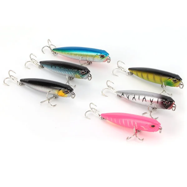 Topwater Pencil Fiskelokkemad Flydende kunstig pen Hard Bait Fish Wobblers 3D Øjne