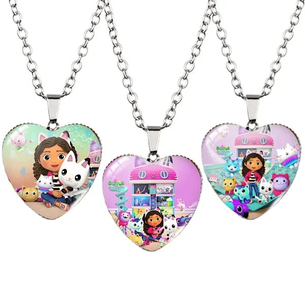 Disney Gabby Dollhouse Halsband för kvinnor Flickor Tecknad Anime Hänge Tröja Smycken Kedja Födelsedagsfest Barn Leksaker Present