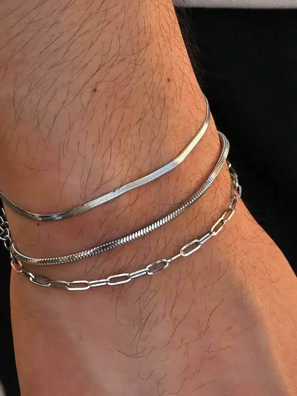 AliExpress - Bracelet à chaîne fine pour hommes, 3 pièces, Bracelet réglable en acier inoxydable ne se décolore jamais, cadeau minimaliste de bijoux 
