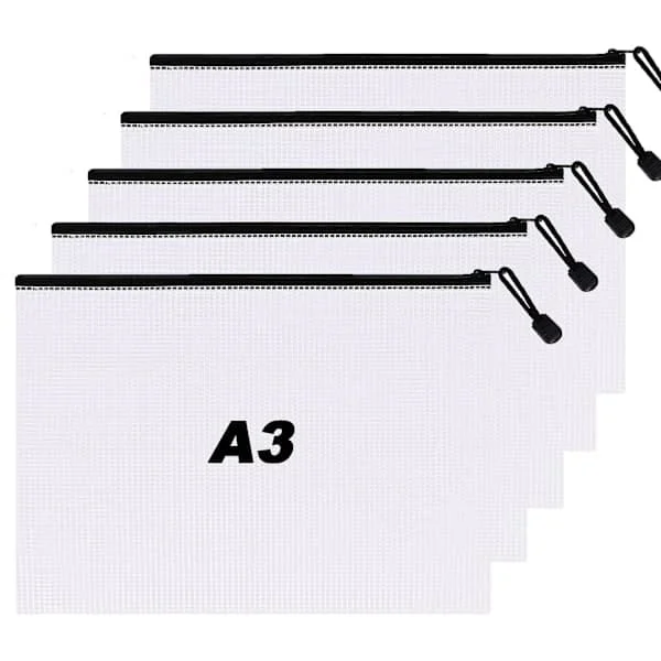 A3 Plastfickor - 10-pack Dokumentmapp med Dragkedja