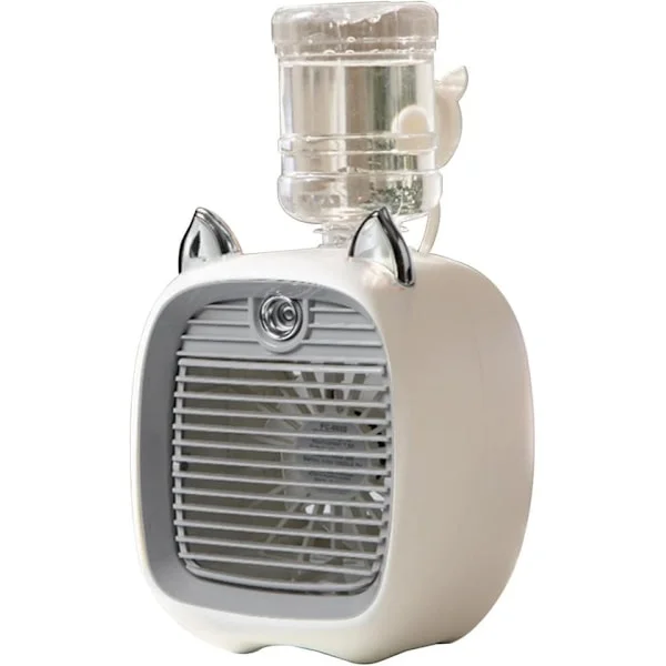 ING 3-i-1 Mini Luftkylare Fläkt – Luftkylare med Atomizer och Nattlampa, 3 Hastigheter – Luftfuktare och LED-Lampa – Grå