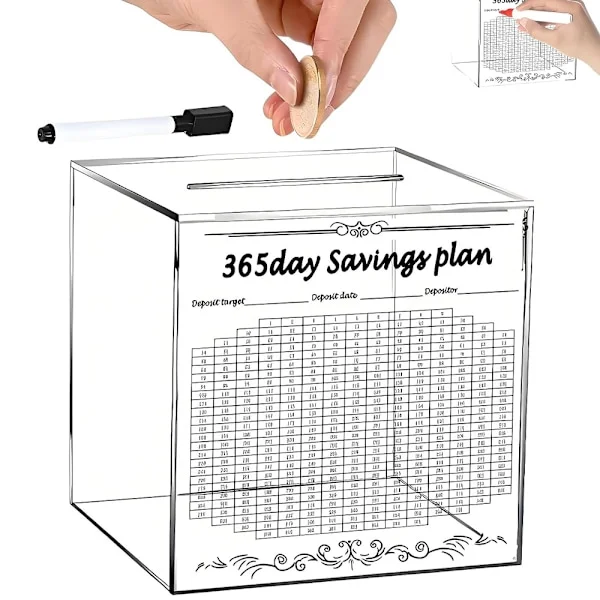 10k Smash Box for Money Smash Box for Saving Money Akryl Klar 10k Spareutfordring Smash Box