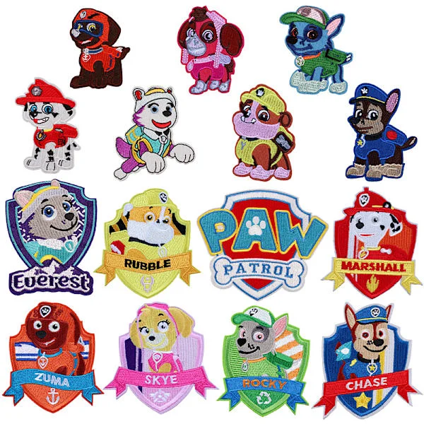 15 kpl Paw Patrol anime-kirjailtu kangaspaikka koiran kilpi lapset