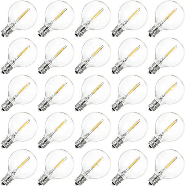 25 Pak G40 Globe LED Pærer E12 Edison Sockel 2200k Varmt Hvid Udskiftningspære [DB]