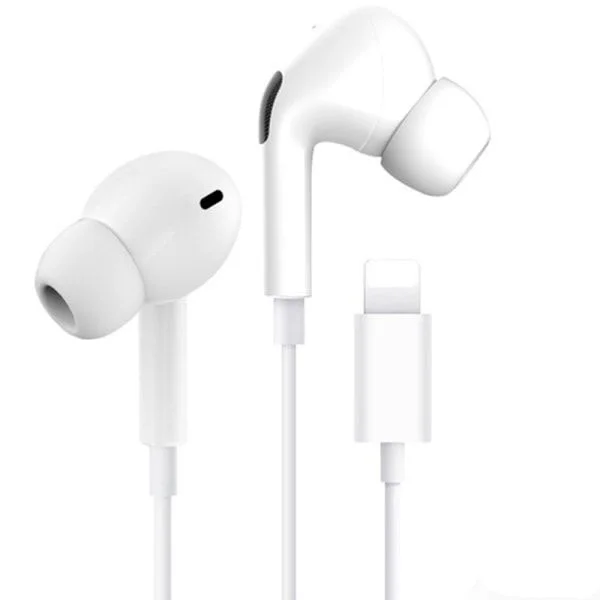 iPhone Kablede Hodetelefoner Lightning-kontakt, In-Ear Hodetelefoner med Mikrofon, Bluetooth-kompatibel, Hvit