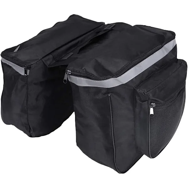 Tuplalaukut - yksittäiset laukut - sähköpyörän laukut - 45L Vedenpitävä Tupla Reppu - Vetoketjutaskulla - Musta - 27x31cm
