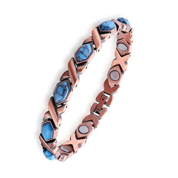 Magnetiska koppararmband för kvinnor, magnetiskt koppararmband och magnetiska ringar med starka magneter, justerbar storlek smyckesgåva H6