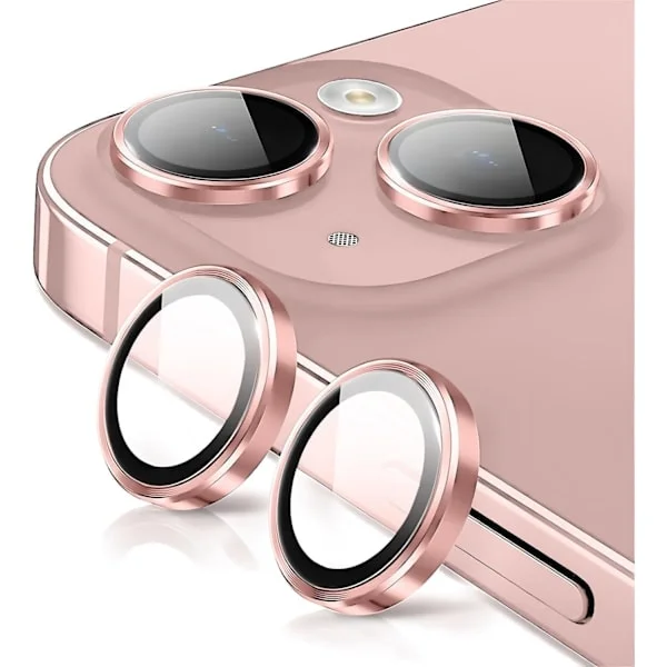 Kameralinsebeskytter for iPhone 13 / iPhone 13 mini, knusesikker Ultra HD individuell linsebeskytter, ultratynn, rosa