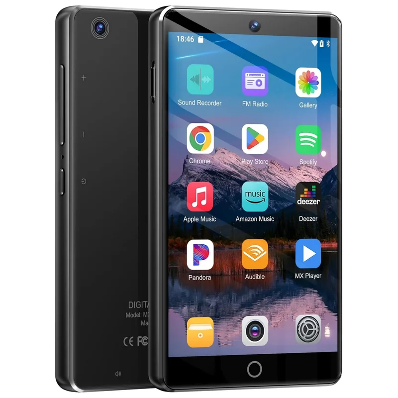 AliExpress - 80GB (16+64GB) MP3-speler met Bluetooth 5.0 en WiFi, Spotify, Android 13 besturingssysteem, camera en speakers