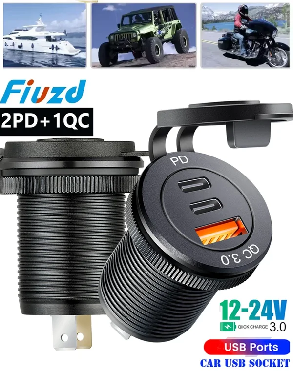 AliExpress - Prise usb 12V/24V, charge rapide 3 0, prise USB USB C, prise de chargeur de voiture 12V/24V, 3 prises USB PD3.0 et QC3.0, Port USB de 