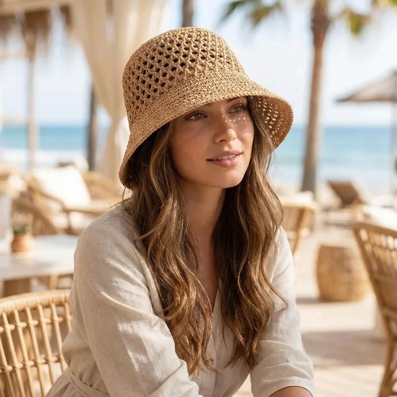 AliExpress - Eleganter Damen-Sonnenhut, atmungsaktiver Sommerhut für den Außenbereich, modischer Outdoor-Sonnenhut, Bucket Hat
