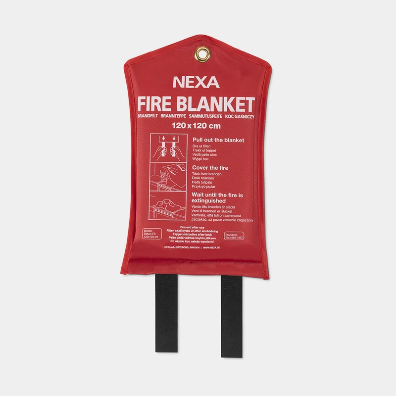 Brandfilt NEXA FB-120RMF, silikonbelagd, 120 x 120 cm, röd