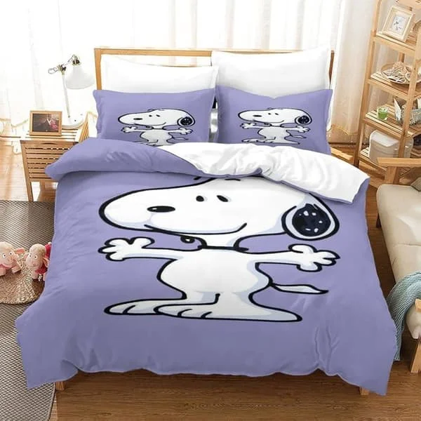 Snoopy 3-osainen vuodevaatesetti (pussilakana), mikrokuitu, sopii lapsille, nuorille ja aikuisille, parivuode (200x200 cm)