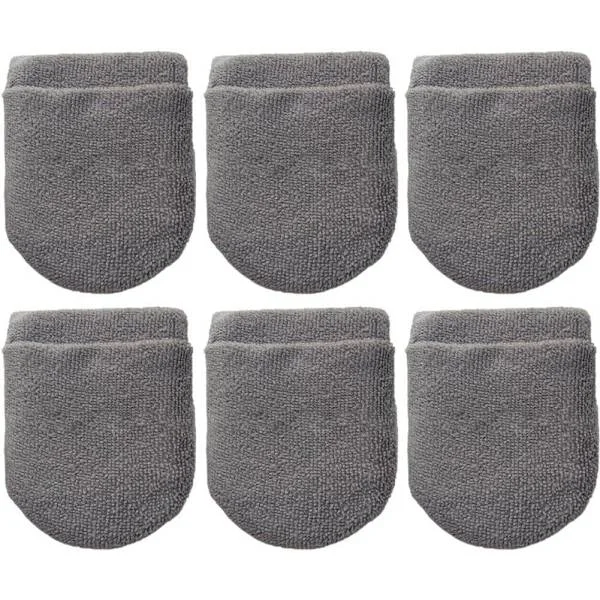 Mikrofiber bilvoks applikatorhandske 6 stk. blød bilvoks skumsvamp med fingerlomme ridsefri polersvamp grå -