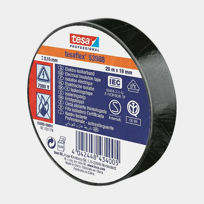 Electrical tape Tesa, 19 mm x 20 meter, black