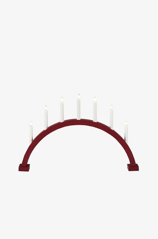 Konstsmide - Lysestake i tre 38,5 cm - Rød - Adventsstaker - Fra Homeroom