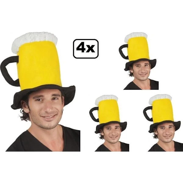 4x Beer Hat Yellow