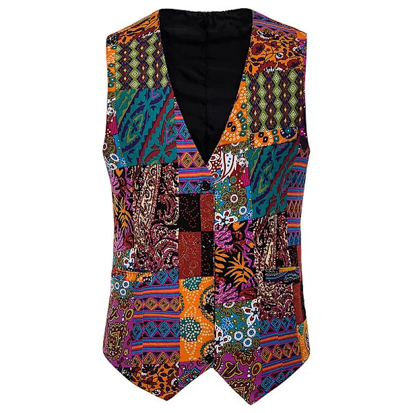 Herre Vest Herre Jakkesæt Vest Herre Blomstret Vest Slim Fit Jakkesæt Vest L