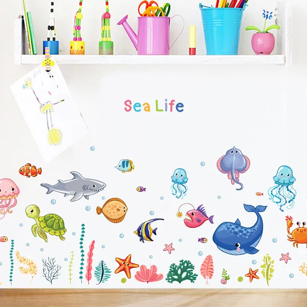 Sea Animal Wall Decals, Removable Fish Wall Stickers, Decorative Stickers