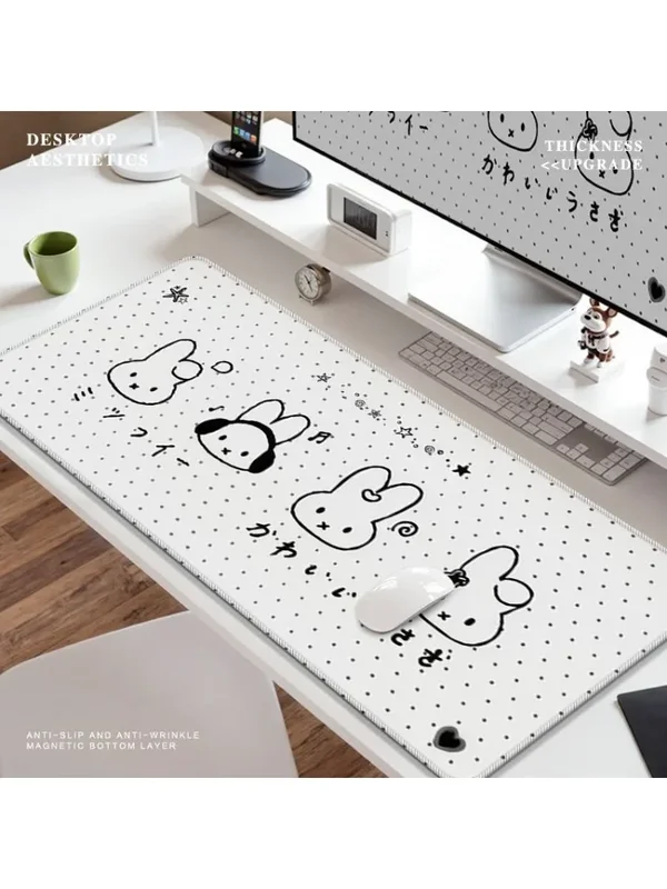 AliExpress - Tapis de souris surdimensionné Miffy noir et blanc, tapis de bureau mignon de dessin animé, grand tapis de clavier pour le bureau, les 