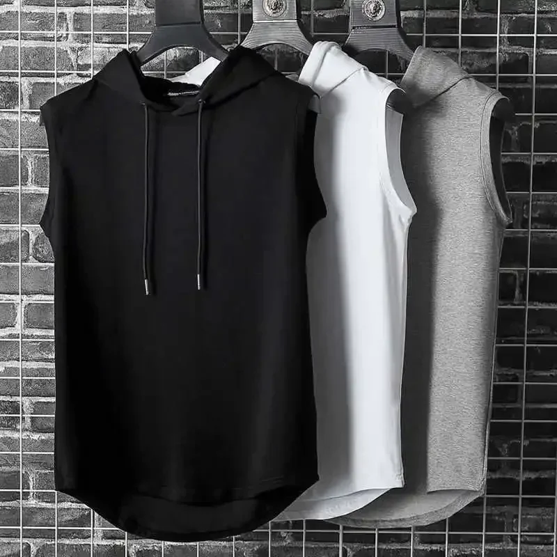 AliExpress - Einfarbig 2023 Marke Neue männer Tank Tops Weste Ärmellose T-shirts Für Männliche Mit Kapuze Mann Westen Tops Hip hop Männer Tank Top T 