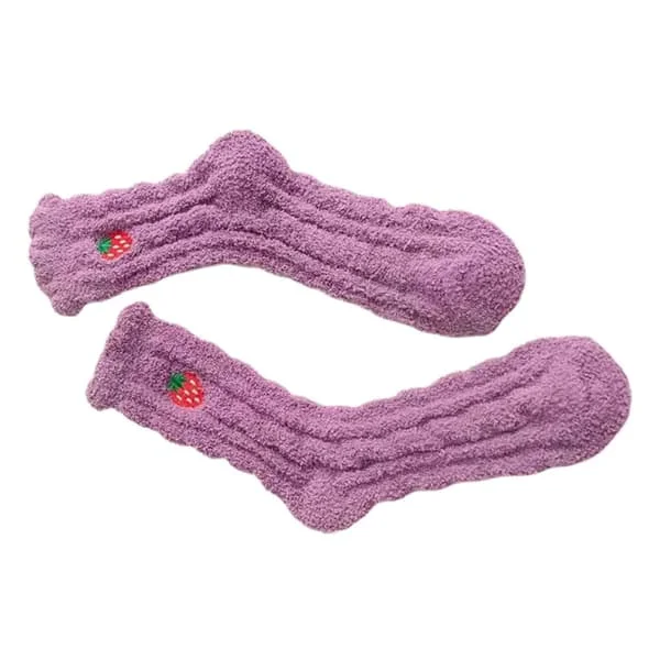 1 par barn korallfleece strumpor, plyschiga fluffiga strumpor, korallfleece strumpor, sovstrumpor, ulltofflor, handduksstrumpor (lila)