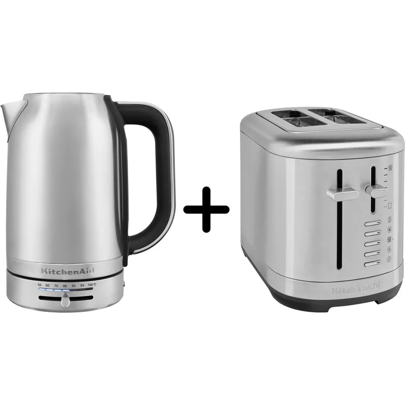 Kitchenaid 5KMT2109 Brødrister + 5KEK1701 Vannkoker, rustfritt stål - Kjøp kjøkkenmaskin hos Bakeren og Kokken' - 'Stainless steel