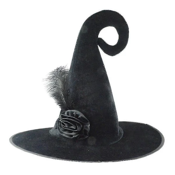 Halloween Hatt Trollkarl Häxa Böjd Hatt Karneval Huvudbonad Ros Hatt Damkeps