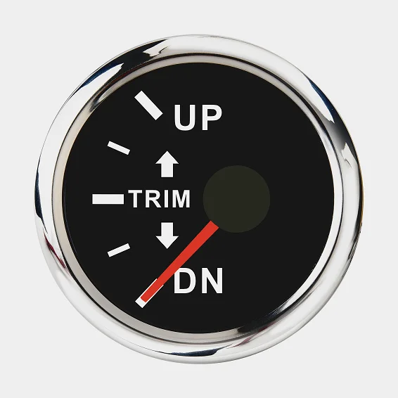 Medidor de trim iGauge, sin niebla, Ø52 mm, 12 V / 24 V, conexión de motor, plata/negro, izquierda