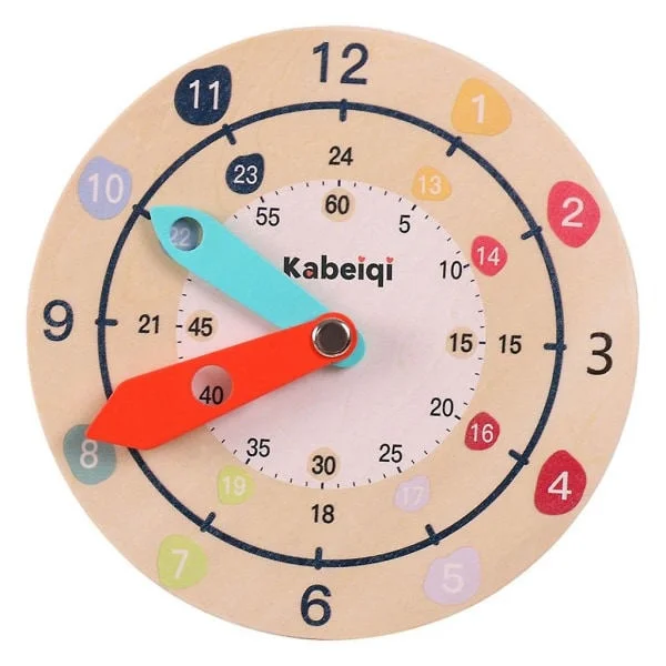 Färgglad Lärklocka för Lekrum och Barnrum 4+ År Klocka för att Lära Sig Klockan med Rörliga Visare
