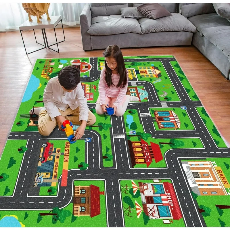 AliExpress - Tapis de Route de circulation de ville ludique, interactif, pour salon, chambre à coucher, tapis de jeu pour enfants, tapis d'activité 