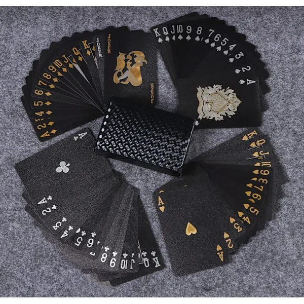 Vattentäta spelkort i svart folie med låda för fest, spel, cardistry-FF-