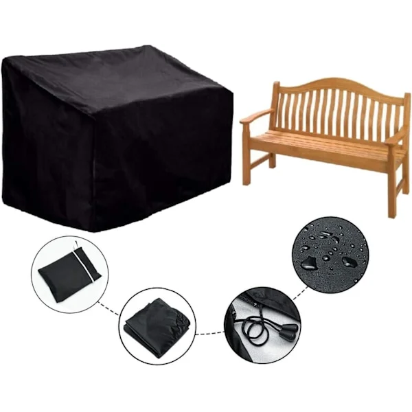Trekk til utendørs sofa, Oxford-stoff, pustende, kraftig trekk til utendørs benker, vanntett, justerbar passform for utemøbler 135 cm B x 66 cm D x 89