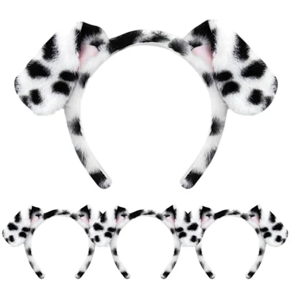 /NN/ Dalmatiner Hundöron Pannband - 4-pack Valpöron Pannband Fluffigt Pannband Vuxen Barn Dalmatinerdräkt för Smink Tvätta Ansiktet{f2}