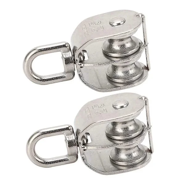 {PL}2 stk. Dobbel Hjul Rustfritt Stål M25 Dobbelt Hjulblokk 150kg Lager Svingbart Hjul Rulle-Bra