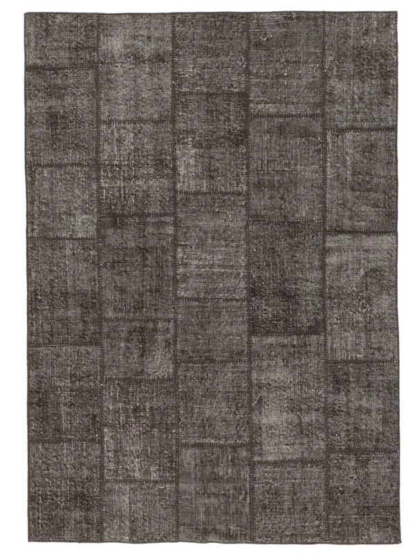 Patchwork Teppe 140X200 Svart/Brun Ull
