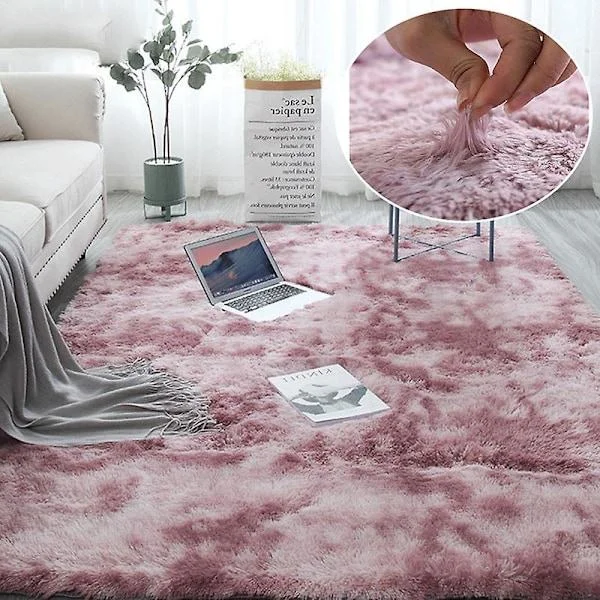 【YD】Fuzzy regnbågsmattor för barnrum, mjuka fuzzy mattor vardagsrum barn babyrum barnkammare lekrum söt inredningsmatta batik smutsig rosa