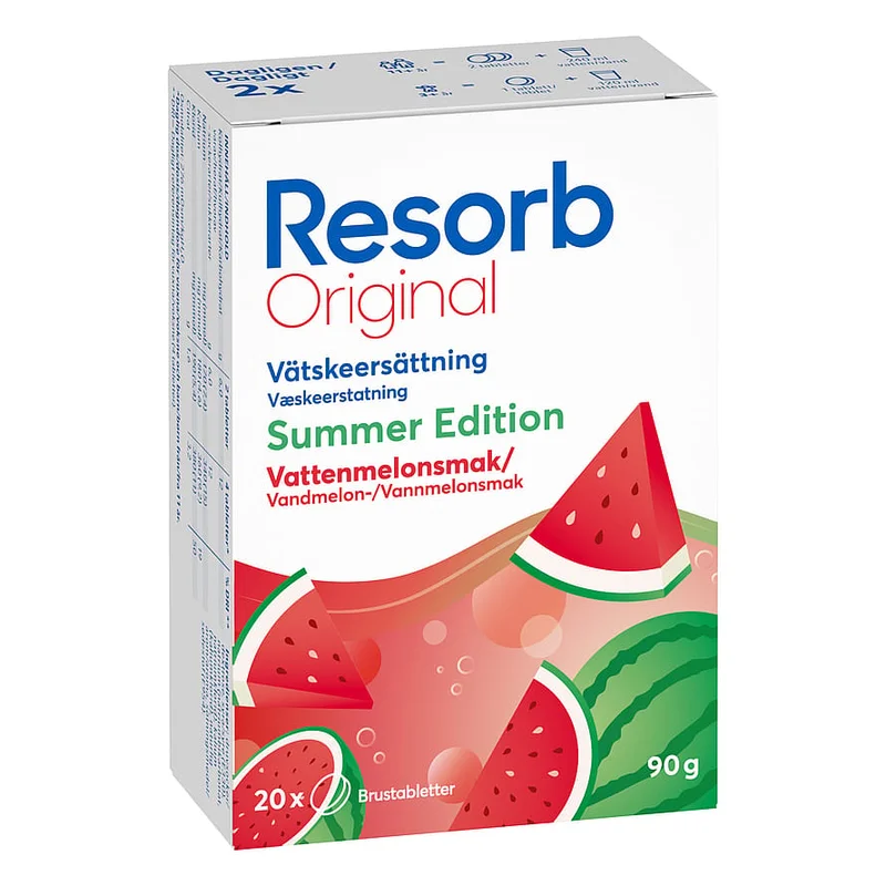Resorb Original Vandmelon (Summer Edition) 20 stk, Sport & Velvære, Protein & Energi, Elektrolytter