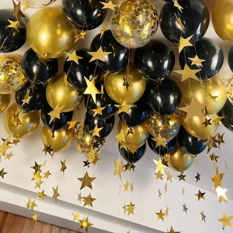 AliExpress - 43 stuks zwart goud zilver wit metalen dikke ballonnen met hanger bar feest verjaardag decoratie scène decoratie pailletten ballonnen