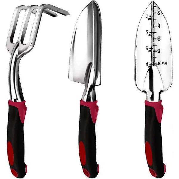 3 st Trädgårdsredskap i rostfritt stål Presentkit Inkluderar Handspade och Kultivator Hand VZX