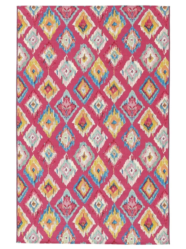 Kirra Ikat Indoor/Outdoor Rug Washable 140X200 Small Pink/Multicolor
